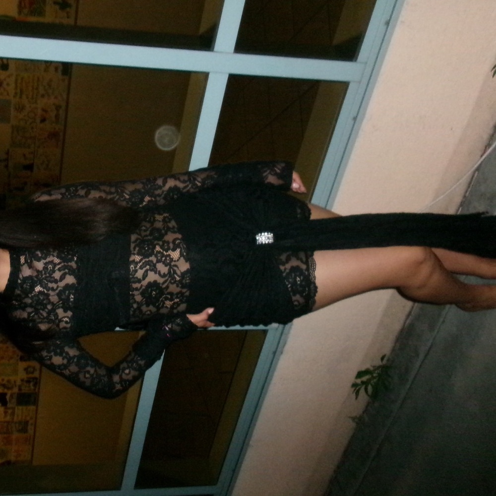 Chic Black Lace Long Sleeve Dress - Picture 8 of 8